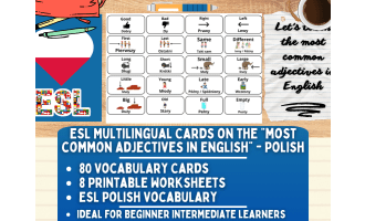 ESL Vocabulary Flashcards - Most Common Adjectives - Polish