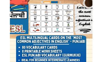 ESL Vocabulary Flashcards - Most common adjectives - Punjabi Gurmukhi