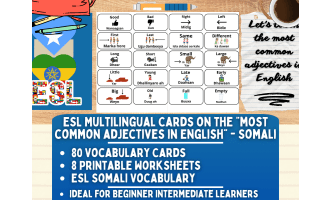 ESL Vocabulary Flashcards - Most common adjectives - Somali