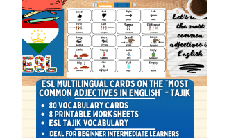 ESL Vocabulary Flashcards - Most Common Adjectives - Tajik