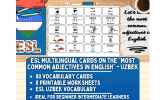 ESL Vocabulary Flashcards - Most Common Adjectives - Uzbek