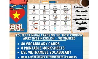 ESL Vocabulary Flashcards - Most Common Adjectives - Vietnamese