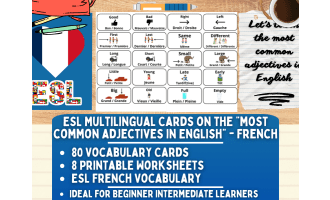 ESL Vocabulary Flashcards - Most Common Adjevtives - French