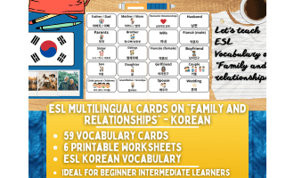 ESL Vocabulary Flashcards on Family and Relationships - Korean
