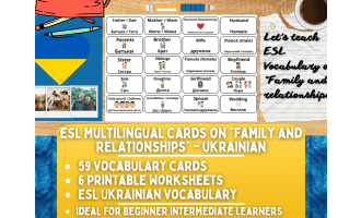 ESL Vocabulary Flashcards on "Family and Relationships" - Ukrainian
