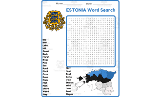 ESTONIA Word Search Puzzle Worksheet Activity