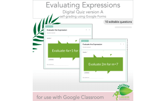 Evaluating Expressions - Digital Quiz for Google Classroom