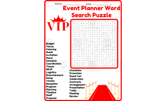 Event Planner Word Search Puzzle Worksheet Activities (5th, 6th, 7th
