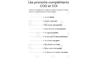 Exercices et corrigés – Les pronoms compléments COD et COI en français