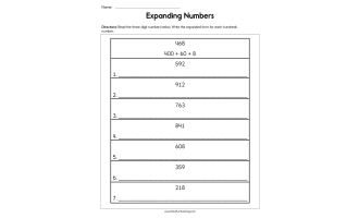 Expanding Numbers Worksheet Expanding Numbers Worksheet