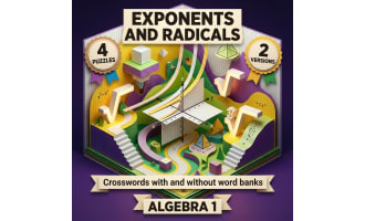 Exponents Radicals and Exponential Functions Crosswords with Word Bank