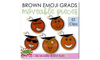 EZ Clips | Emoji Grads Brown | Moveable Pieces Clip Art