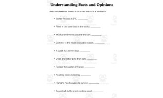fact and opinion exercises for grade 7
