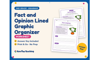Fact and Opinion Lined Graphic Organizer – 2nd Grade Grammar Practice