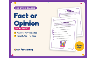 Fact or Opinion Worksheet – 3rd Grade Fact and Opinion Practice