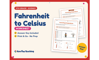 Fahrenheit to Celsius Worksheet – 5th Grade Weather Practice