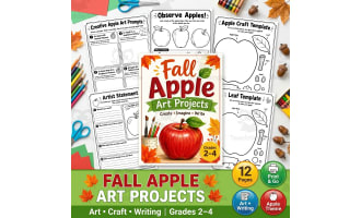Fall Apple Art Projects & Craft Templates | Art Lesson + Writing