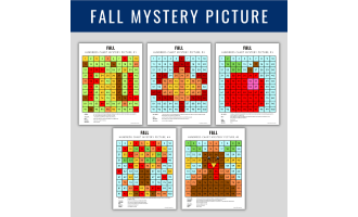 FALL Coloring Pages, Hundreds chart Mystery Picture, Color By Number
