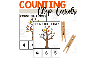 Fall Counting to 10 Clip Cards with Leaves