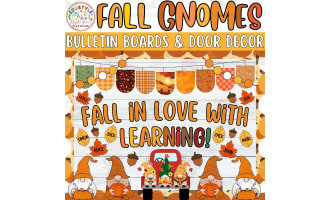 Fall Gnomies Bulletin board or door Decor kit | FALL IN LOVE WITH