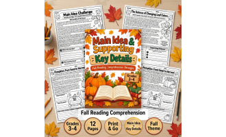 Fall Main Idea & Supporting Details Reading Comprehension 3rd-4th