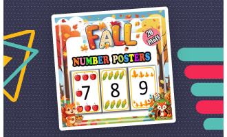 Fall Number Posters 1-20 Flashcards Pumpkin Leaves Classroom Decor