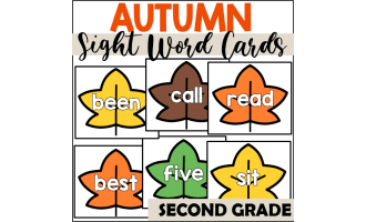 Fall Sight Word Cards for Second Grade