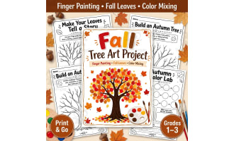 Fall Tree Art Project | Finger Painting, Leaves & Color Mixing