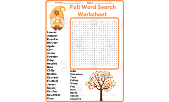 Fall Word Search worksheet activity