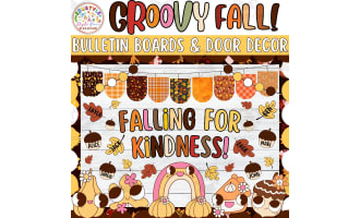 Falling for Kindness: Retro Fall Bulletin Board or Door Decor Kit