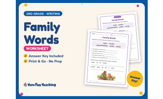 Family Words Worksheet – 2nd Grade Sentences Practice + Answer Key
