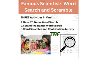Famous Scientists Word Search and Scramble Activity