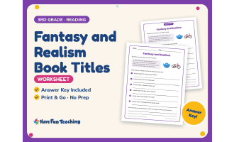 Fantasy and Realism Book Titles Worksheet – 3rd Grade Reading Practice