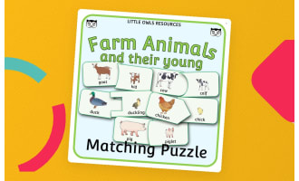 Farm Animals and their Young/Babies - Matching Puzzle Game