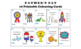 Father's Day 10 printable color cards