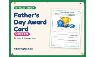 Father’s Day Award Card – 1st Grade Holiday Practice
