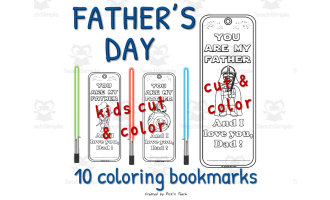 Father's day coloring bookmarks for Jedi