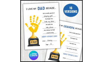Father's Day Handprint Craft Questionare Keepsake Gift for Dad Grandpa