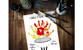 Father's Day Handprint Crafts, Printable Coloring Card for Dad Grandpa