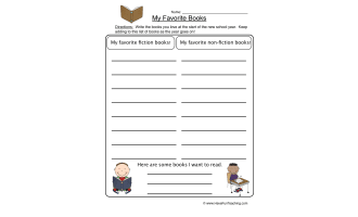 Favorite Books List Worksheet