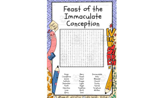 Feast of the Immaculate Conception word search puzzle worksheet