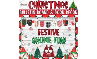 Festive gnome fun! Christmas Bulletin Board & Door Decor kit