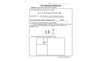 Fibonacci Sequences Worksheet - Examples by Teach Simple