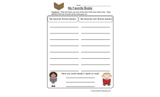 Fiction and Non-Fiction Favorite Books Worksheet