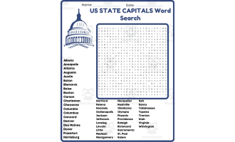 FIFTY (50) US STATE CAPITALS Word Search & Find Worksheet Activity