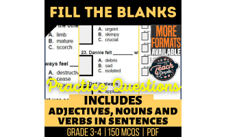 Fill in the Blanks Practice Questions - Vocabulary Grade 3-4 (PDF)