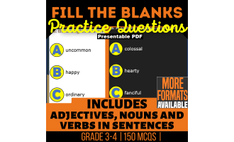 Fill in the Blanks Practice - Vocabulary Grade 3-4 (Presentable PDF)