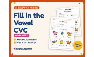 Fill in the Vowel CVC Worksheet – Kindergarten Short Vowels Practice