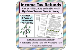 Financial Literacy: Tax Refunds from RRSPs, IRAs and 401ks Worksheets