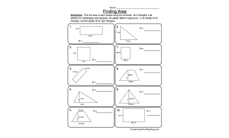 Finding Different Shapes Area Worksheet